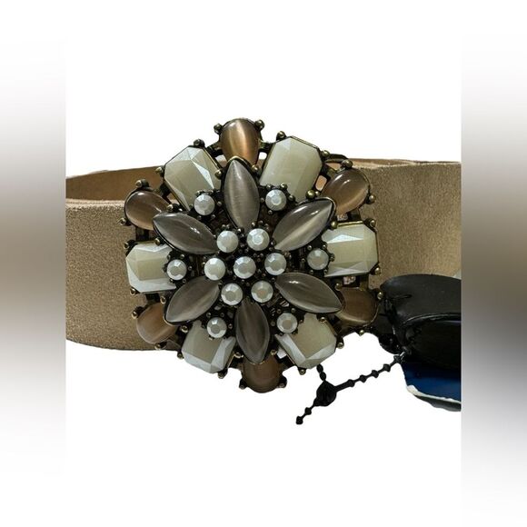 Next Leather Belt Made In Britain Tan Floral Gemstone Buckle New Sz Large Eur 4 main image 10